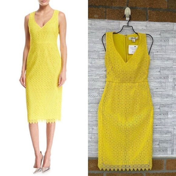 Diane Von Furstenberg Yellow Midi Sheath Dress size 0 - Picture 1 of 11